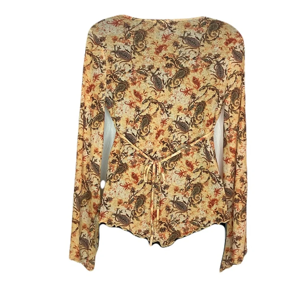 Self Esteem Multicolor Floral V-Neck Blouse with Flare Sleeve - Picture 2 of 7